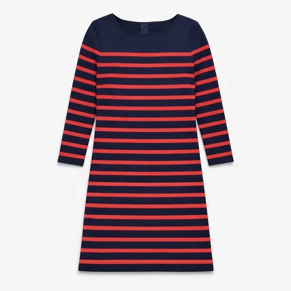 Brooks Brothers Womens Nautical Shift Dress 3/4 Sleeve Breton Casual Comfort S